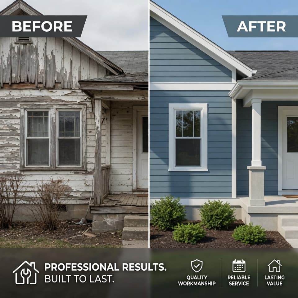 Before and after home services work concept image