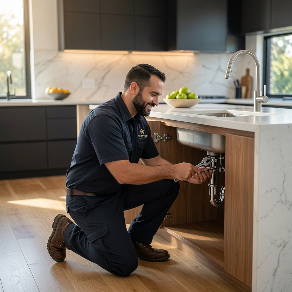Plumbing service technician concept image