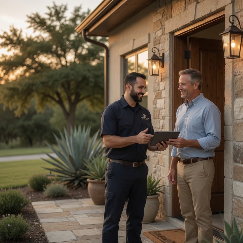 Technician helping a homeowner concept image