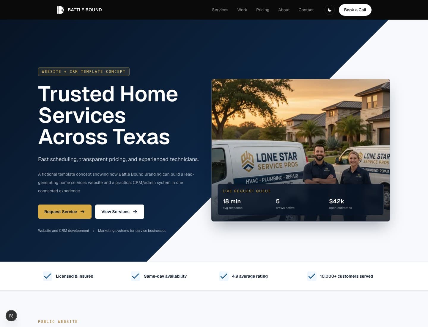 Contractor Command website kit preview