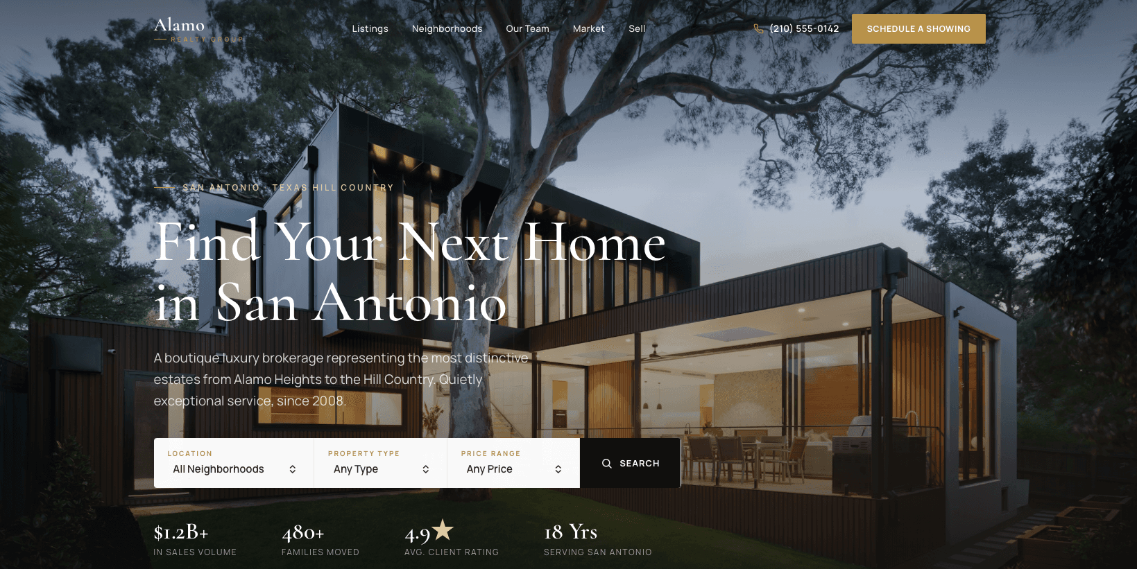 Alamo Realty Group website template homepage preview