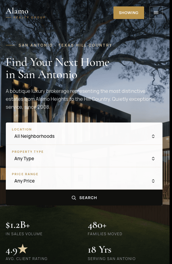 Alamo Realty Group website kit mobile preview